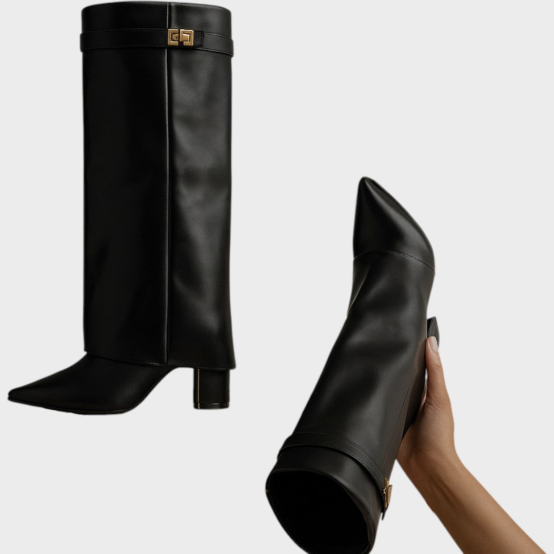 Women's High Leather Boots in Black or Brown
