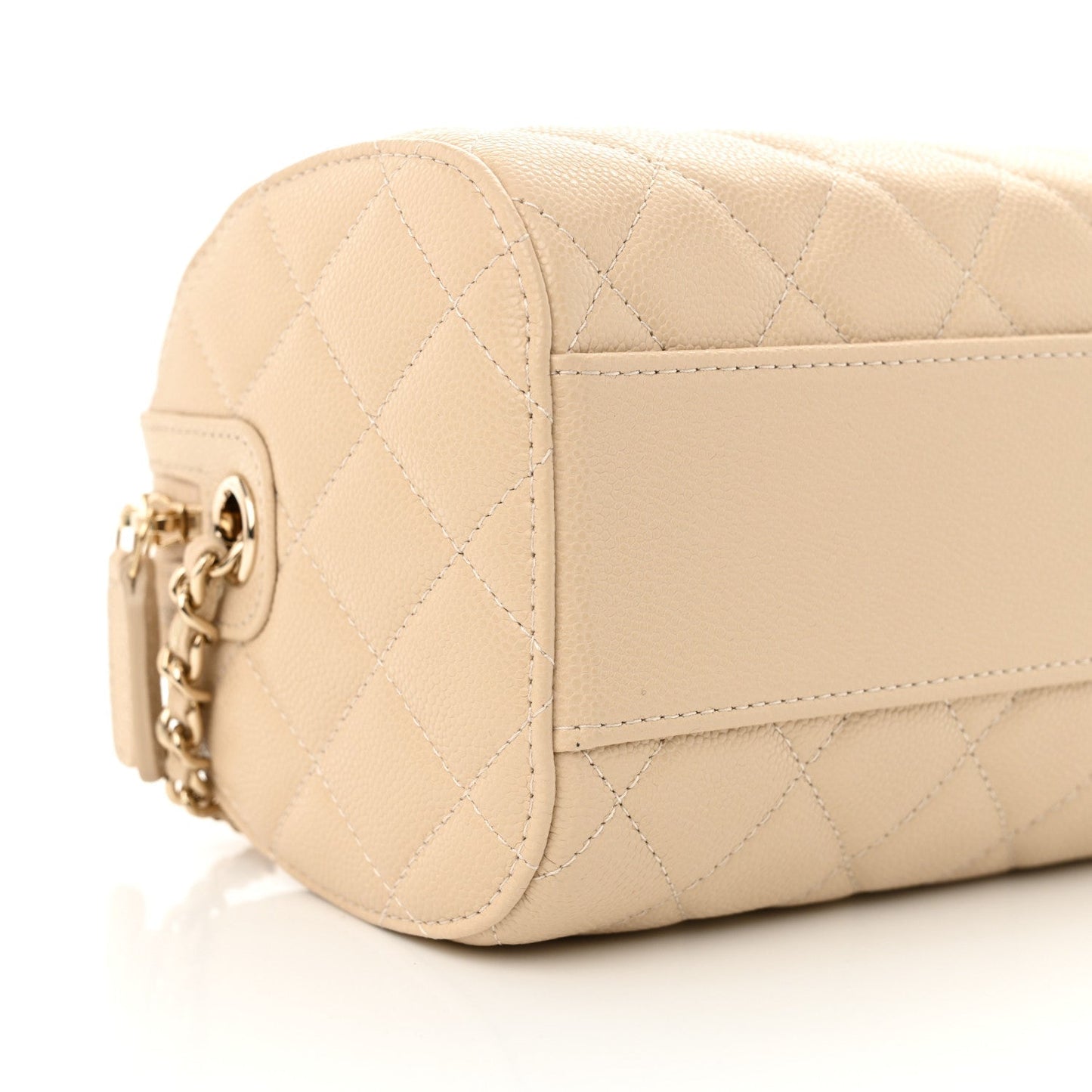 Chanel Caviar Quilted Mini Bowling Bag Beige