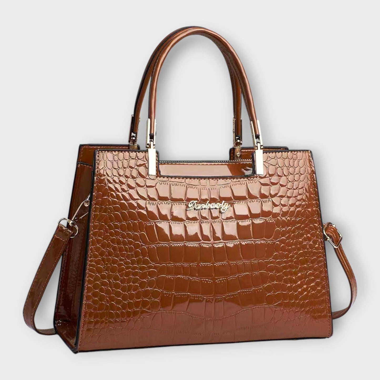 Women's Glossy Crocodile Pattern Handbag