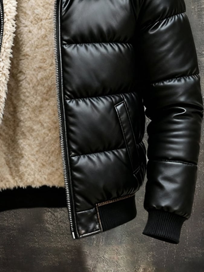 Vanhouten™ | Leather Jacket with Sherpa Lining