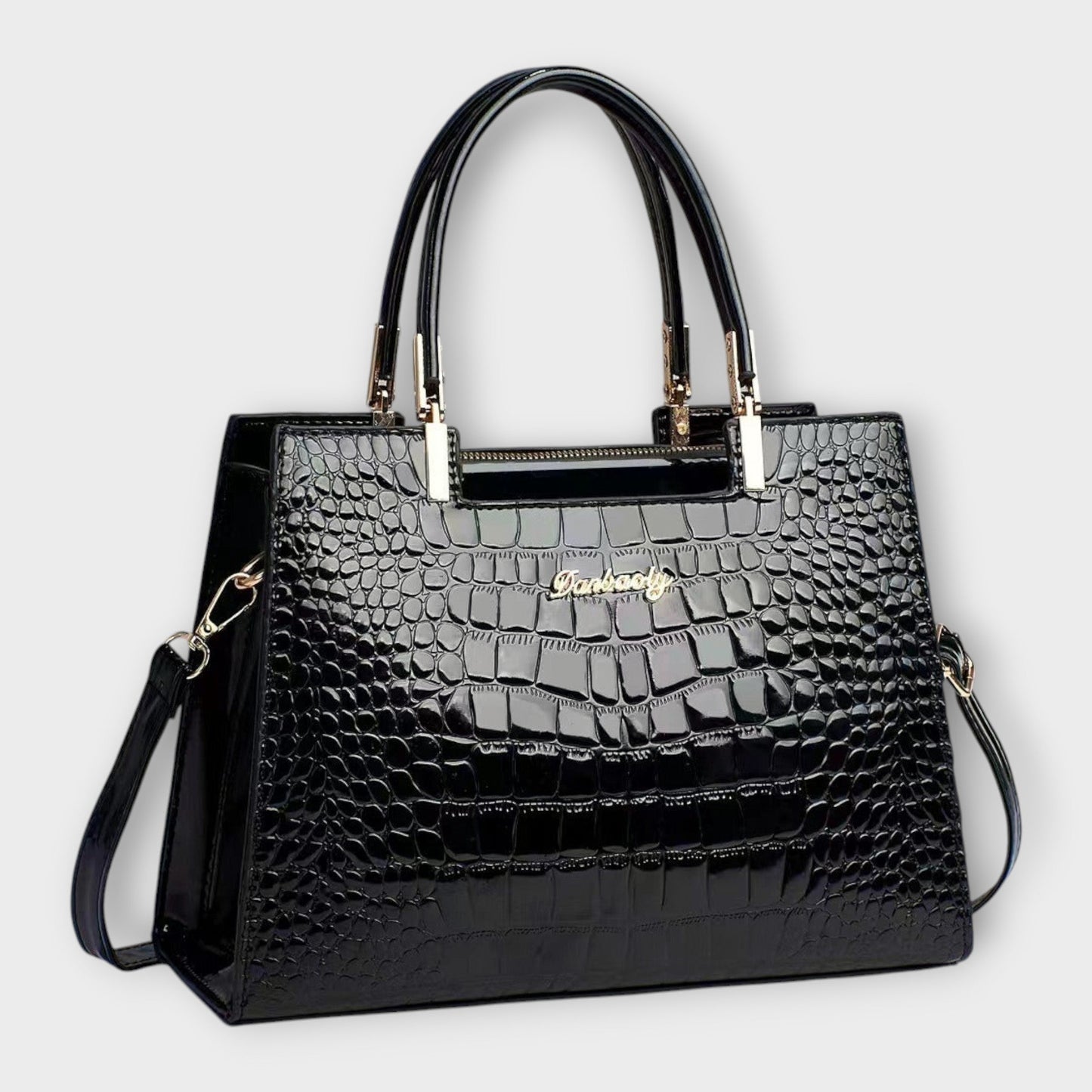 Women's Glossy Crocodile Pattern Handbag