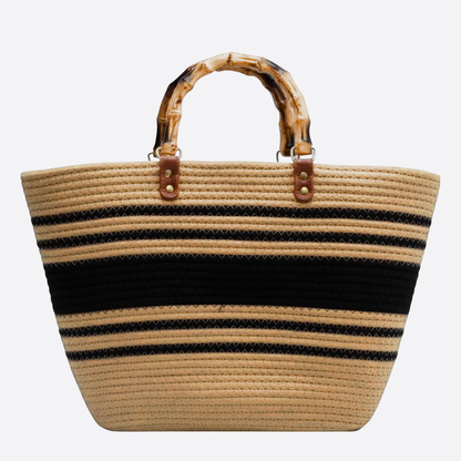 YSL Raffia Bamboo Tote Bag
