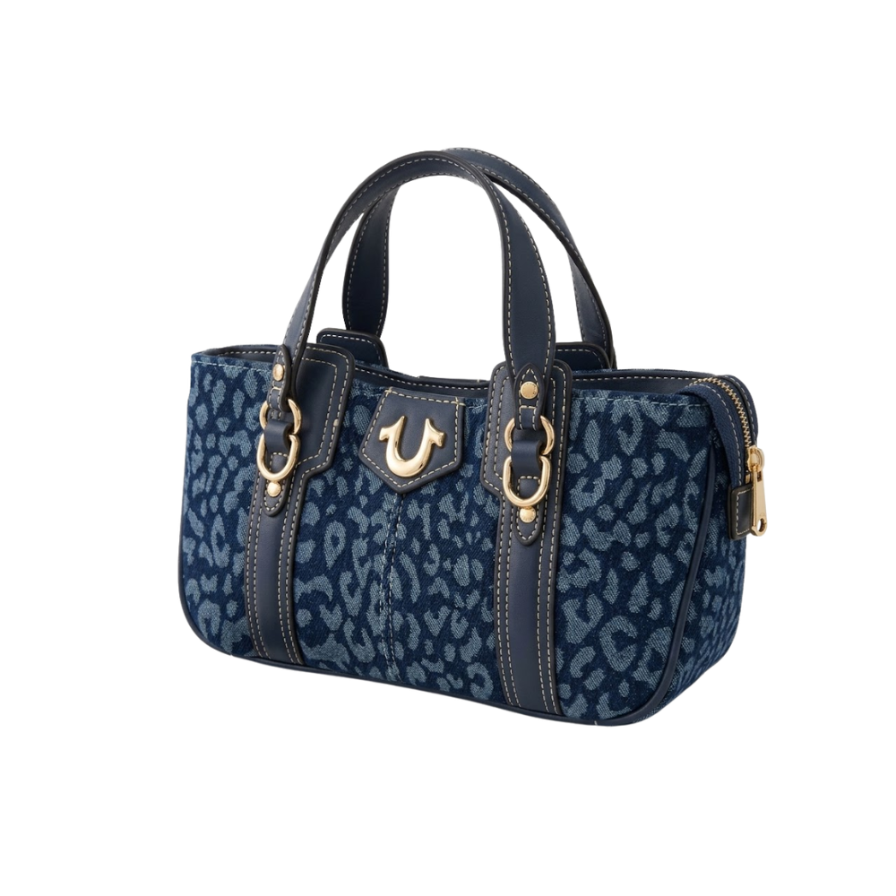 True Religion Denim Blue Leopard Print Crossbody