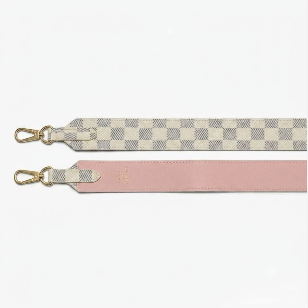 Damier Ebene Greenwich Shoulder Strap White & Pink (Box Included)