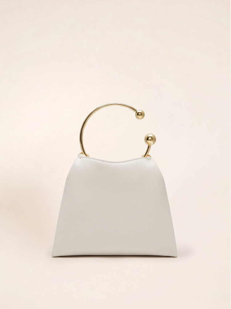 Cream Circle Ring Handle Bag