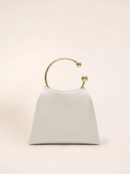 Cream Circle Ring Handle Bag
