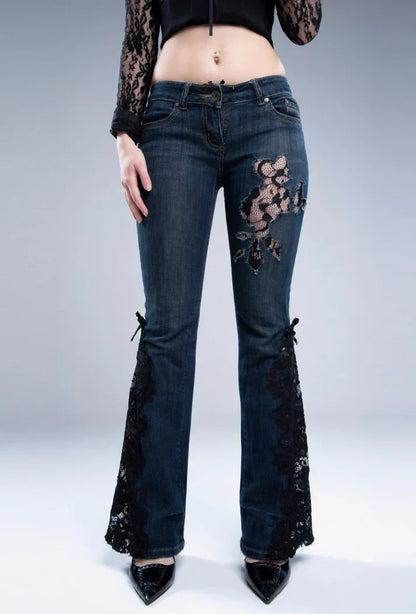 Midnight Lace Flare Stretch Jeans