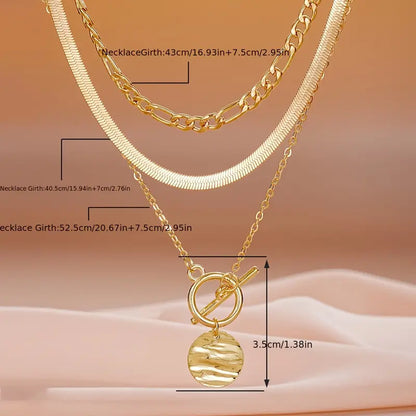 Layered necklace with textured coins Savira | Gold