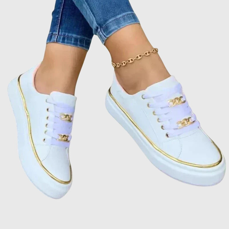 Women's Comfort Shoes in Black, White and Gold