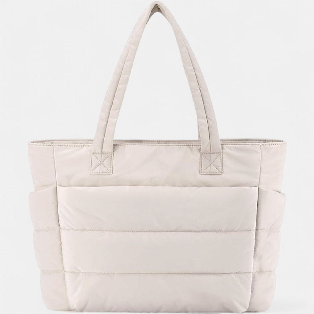 LILY | Cute Puffer Tote Bag with Laptop Compartment & Flower Print