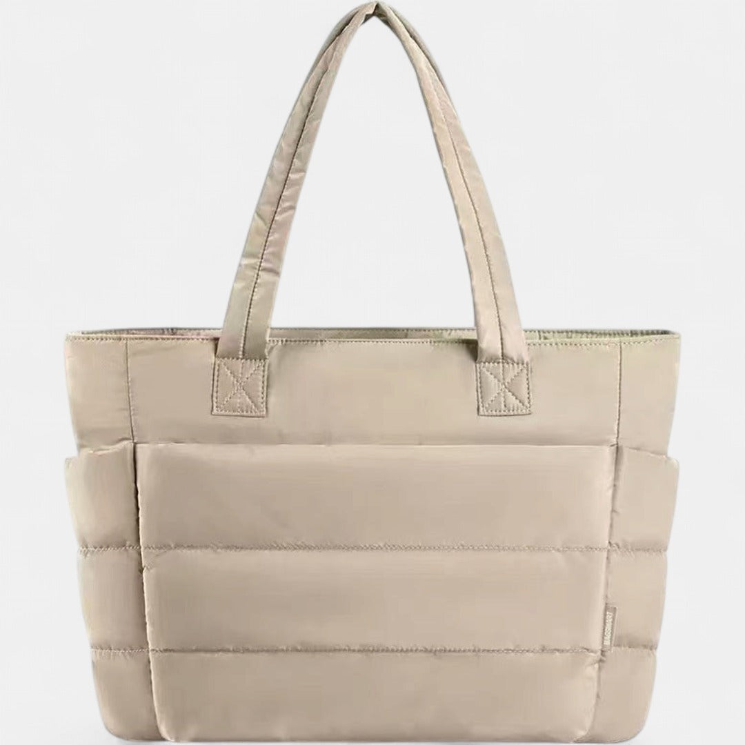 LILY | Cute Puffer Tote Bag with Laptop Compartment & Flower Print