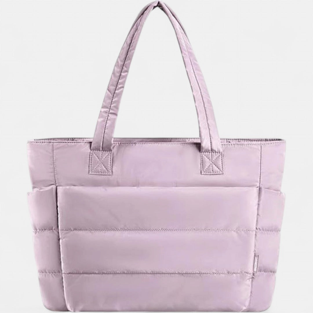 LILY | Cute Puffer Tote Bag with Laptop Compartment & Flower Print