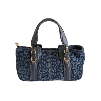 True Religion Denim Blue Leopard Print Crossbody