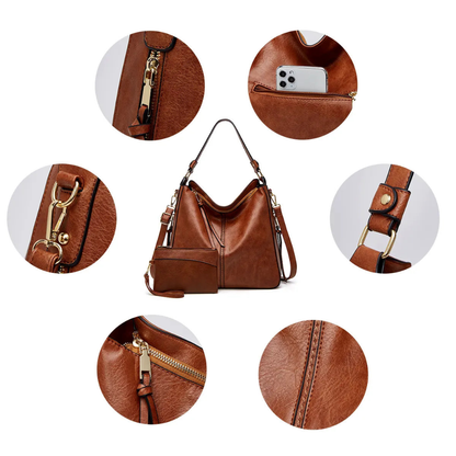Luxury Leather Hobo Anti-Theft Handbag