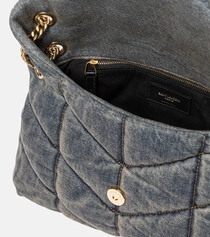 YSL Puffer Small Denim Shoulder Bag