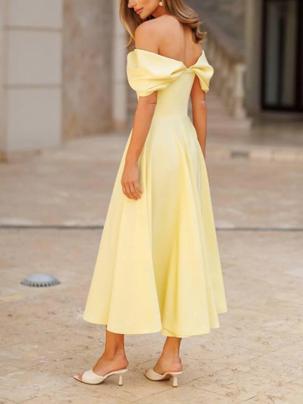 Candela | Elegant Long Dress with Off-Shoulder Design and Draping
