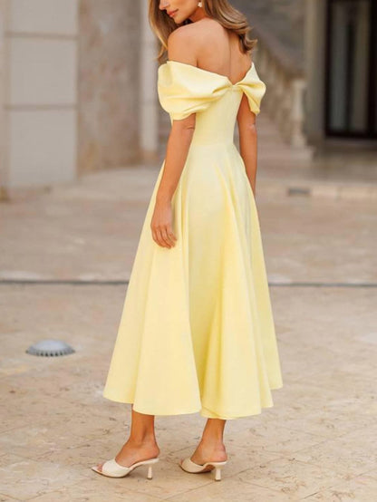 Candela | Elegant Long Dress with Off-Shoulder Design and Draping