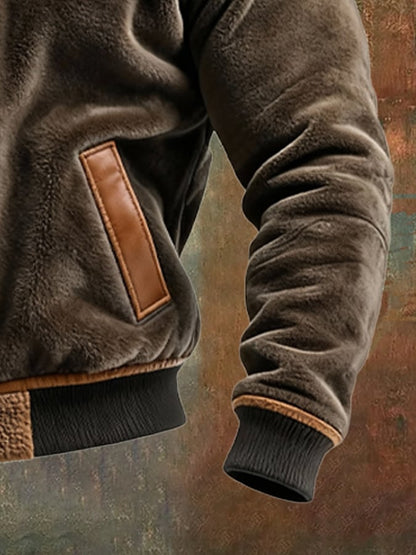 Vanhouten™ | Warm Velvet and Synthetic Leather Coat with Fleece Lining
