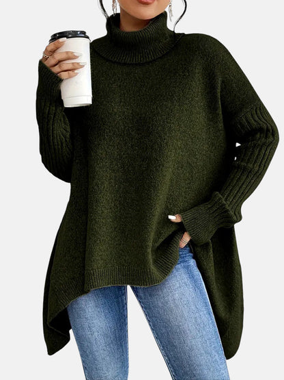 Women's Long Turtleneck Sweater in Five Colors