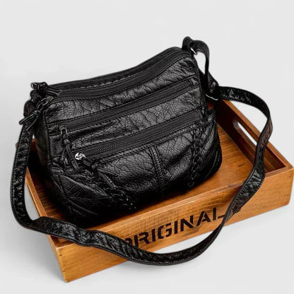 Women's Elegant Leather Handbag in Brown or Black