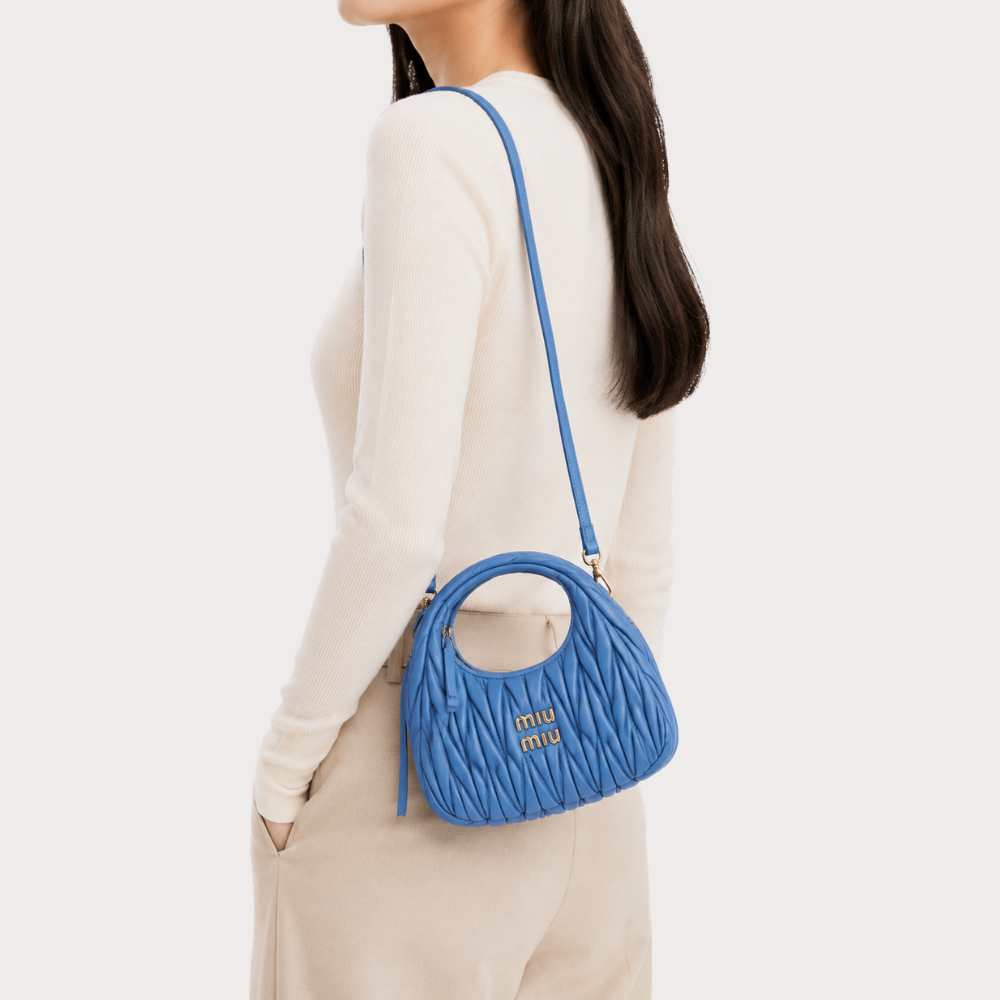 Miu Miu Wander Matelasse Nappa Leather Hobo Bag
