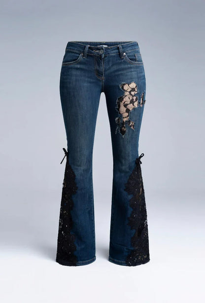 Midnight Lace Flare Stretch Jeans
