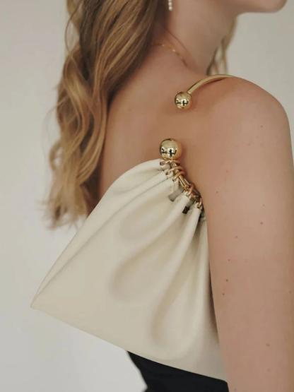 Cream Circle Ring Handle Bag