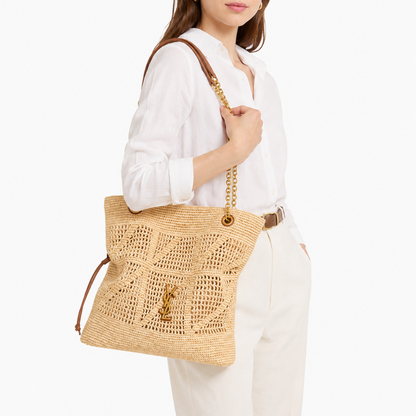 YSL Jamie Shopping Small in Raffia