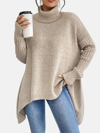 Women's Long Turtleneck Sweater in Five Colors