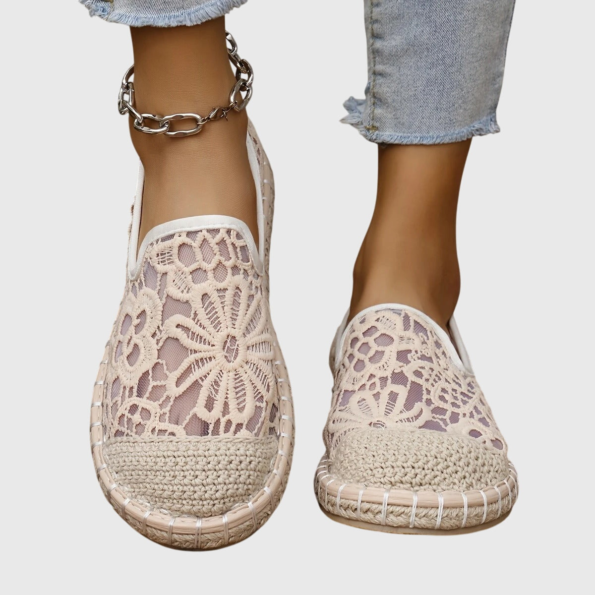 Women's Breathable Moccasins in Beige and Black