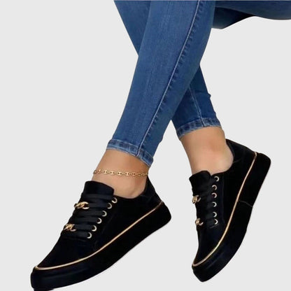 Women's Comfort Shoes in Black, White and Gold