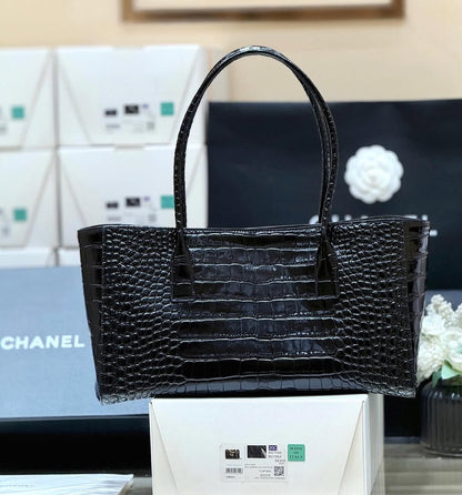 CHANEL Crocodile Croc Illusion Tote Shopping Bag