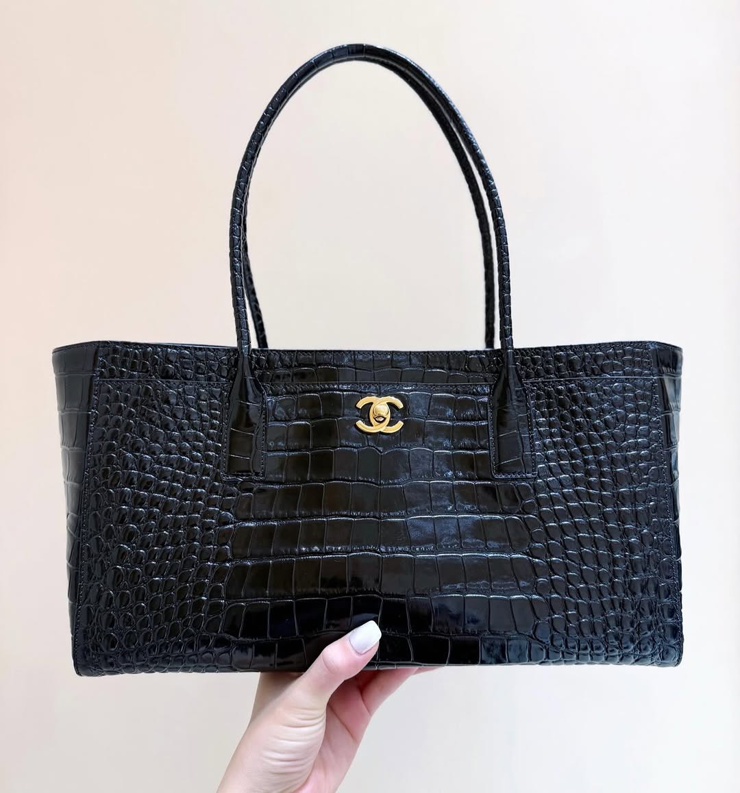 CHANEL Crocodile Croc Illusion Tote Shopping Bag