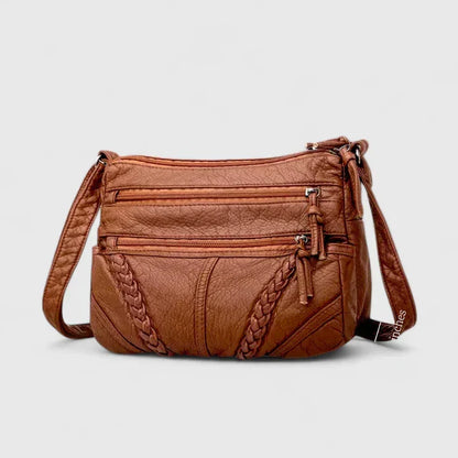 Women's Elegant Leather Handbag in Brown or Black
