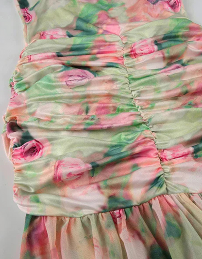 Fiorellina | Long corset dress with romantic floral print