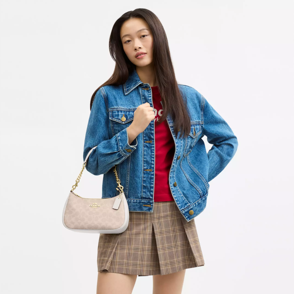 Coach Sand Teri Shoulder Bag In Signature Canvas