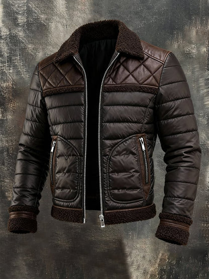 Vanhouten™ | Dark Padded Jacket with Warm Sherpa Collar