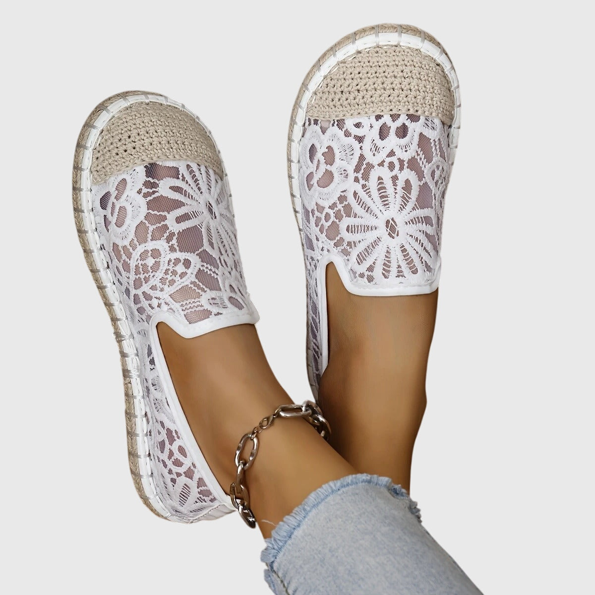 Women's Breathable Moccasins in Beige and Black