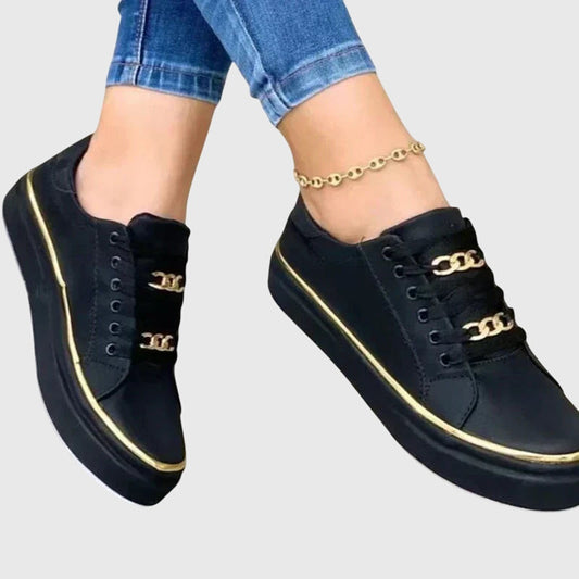 Women's Comfort Shoes in Black, White and Gold