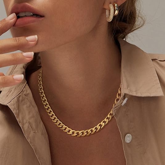 Thick Cuban Link Necklace | Gold