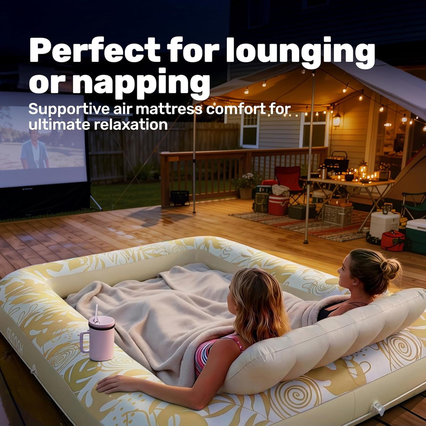 Inflatable Tanning Pool Lounger Float White