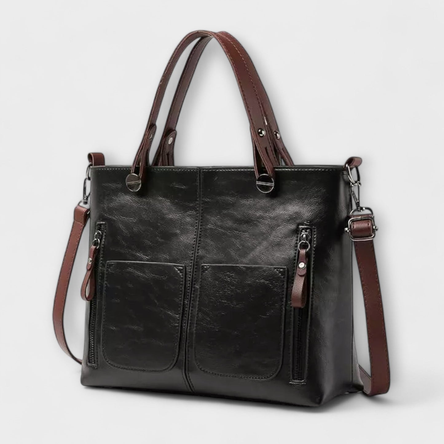 Women's Elegant Leather Bag in Brown, Black or Gray