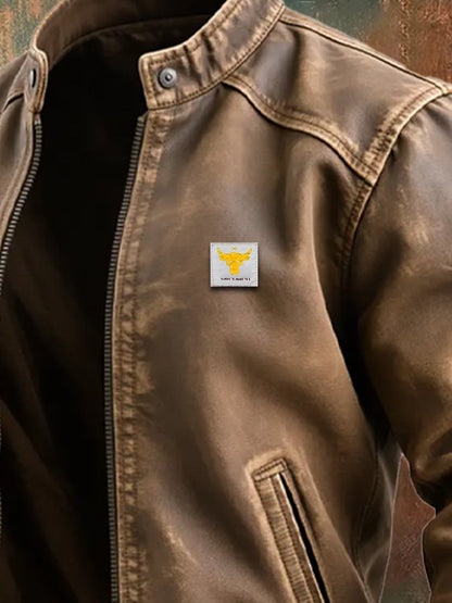 Vanhouten™ | Classic Cut Aged Brown Fabric Jacket