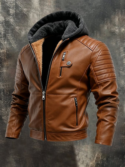 Vanhouten™ | Used leather jacket with front hood