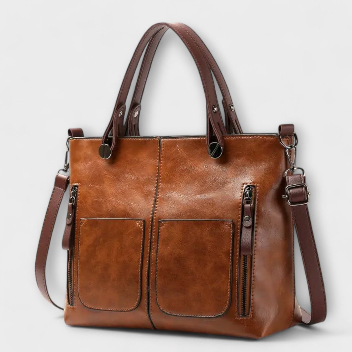 Women's Elegant Leather Bag in Brown, Black or Gray