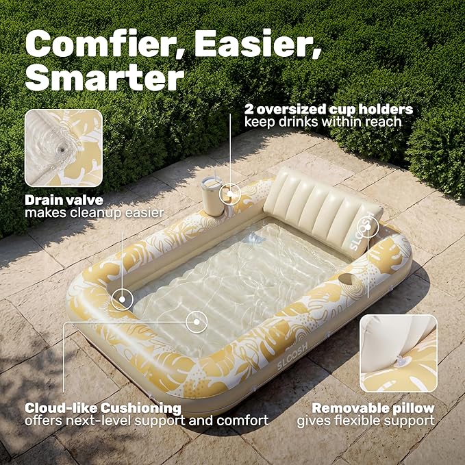 Inflatable Tanning Pool Lounger Float White