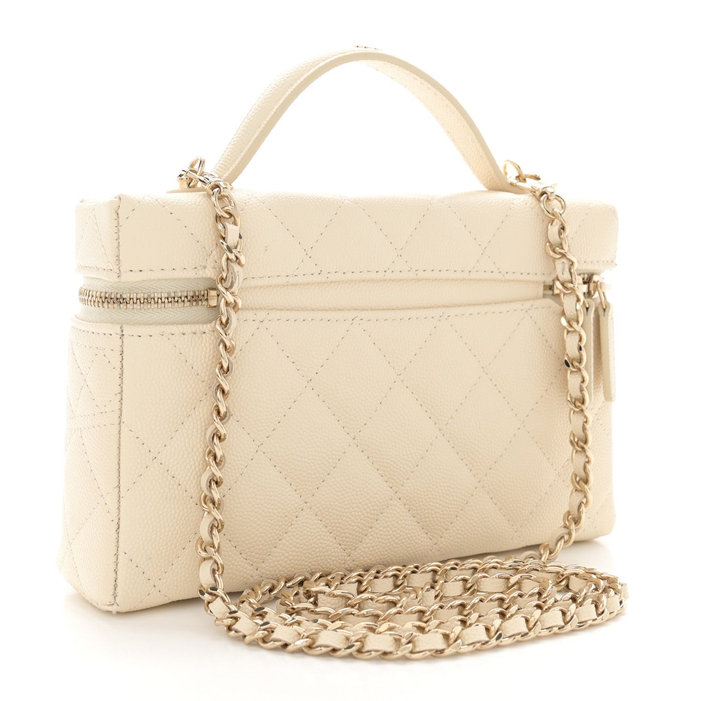 Chanel Caviar Quilted Handle Slim Vanity Ecru