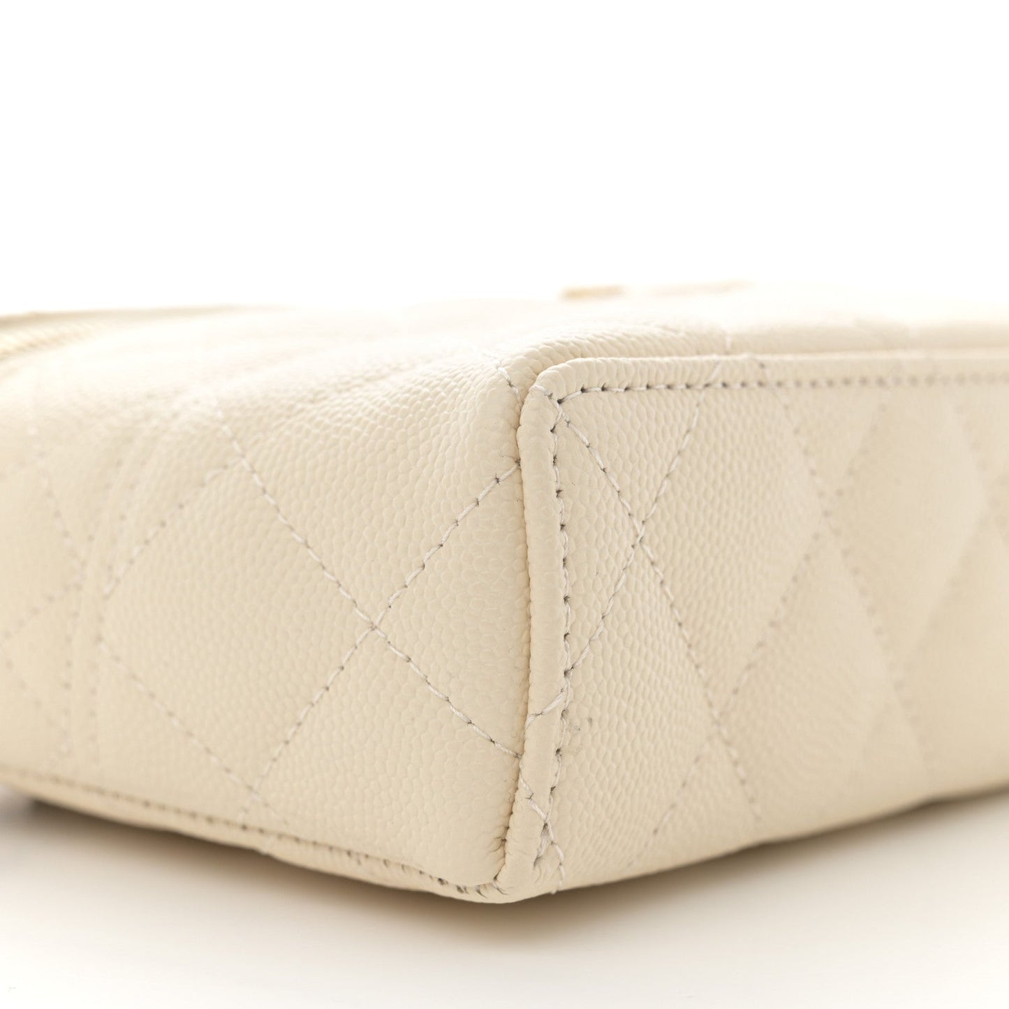 Chanel Caviar Quilted Handle Slim Vanity Ecru