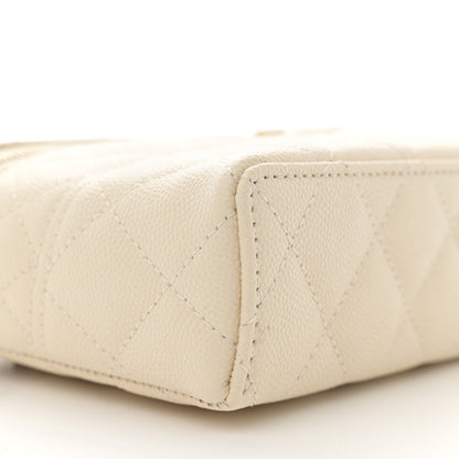 Chanel Caviar Quilted Handle Slim Vanity Ecru