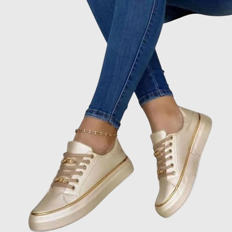 Women's Comfort Shoes in Black, White and Gold
